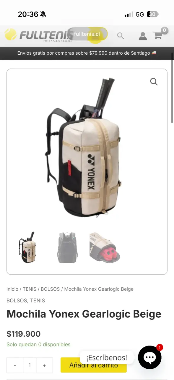 Mochila Yonex Gearlogic Beige para Tenis - 1