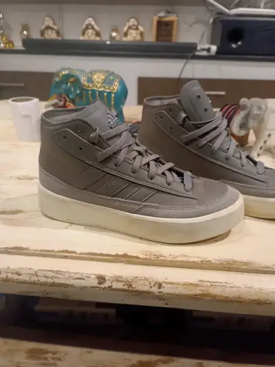 Zapatillas Adidas grises de cuero y poliéster - miniatura 6