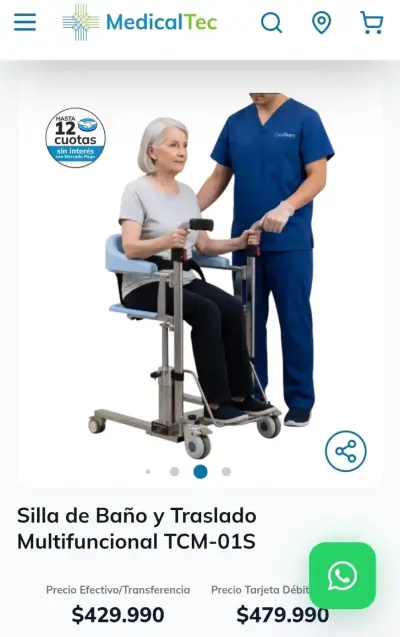 Silla de baño y traslado multifuncional MedicalTec TCM-01S - miniatura 1