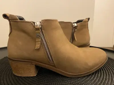 Botines de cuero marrón Dune con cierre lateral - miniatura 1
