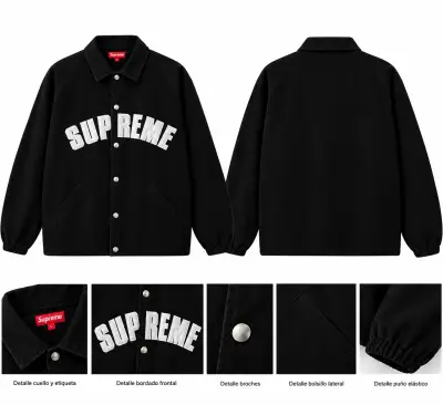 Chaqueta Negra Supreme con Bordado Frontal - miniatura 2