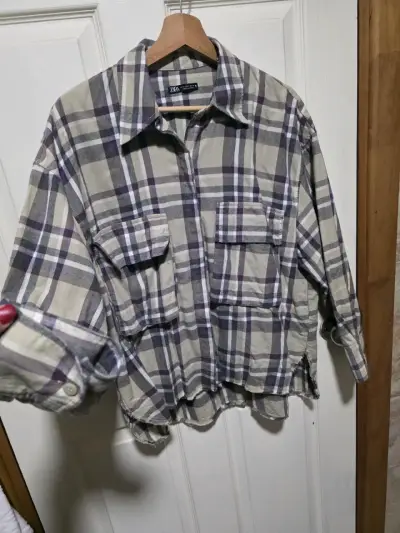 Camisa de cuadros Zara para mujer talla L - miniatura 3