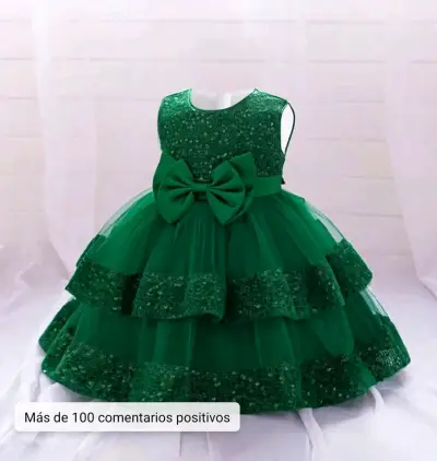 Vestido de fiesta verde para niña con lentejuelas - miniatura 5
