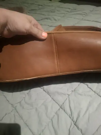 Bolso de cuero marrón Coach con cierre - miniatura 6