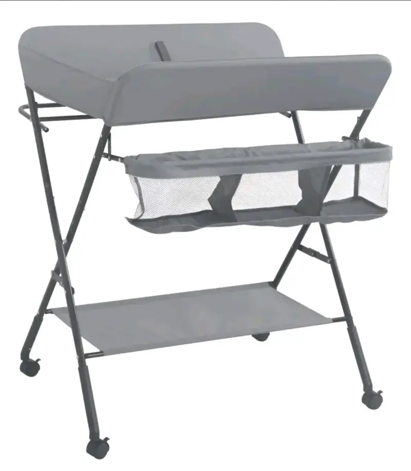 Cambiador de pañales plegable gris con ruedas - 1