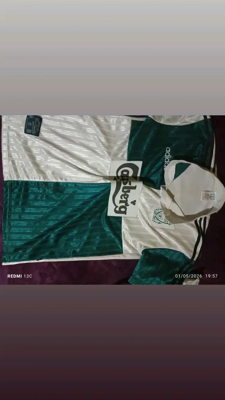 Camiseta Liverpool FC Retro Adidas Verde y Blanca - 3