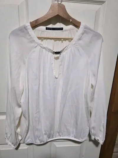Blusa Blanca Zara Básica de Manga Larga - miniatura 1