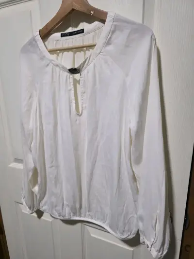Blusa Blanca Zara Básica de Manga Larga - miniatura 2