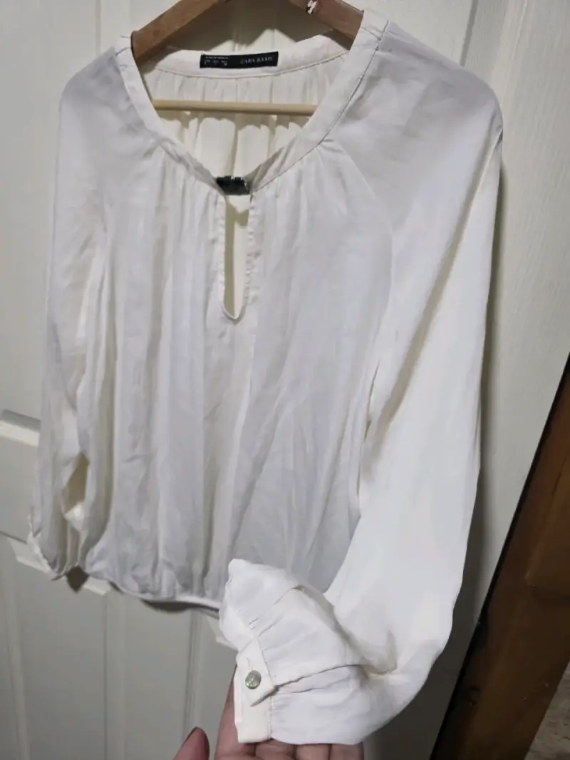 Blusa Blanca Zara Básica de Manga Larga - 3