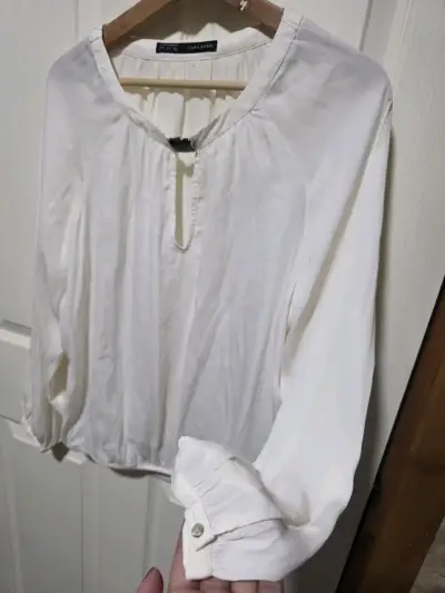 Blusa Blanca Zara Básica de Manga Larga - miniatura 3
