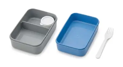 Lonchera de plástico azul con compartimentos - miniatura 2
