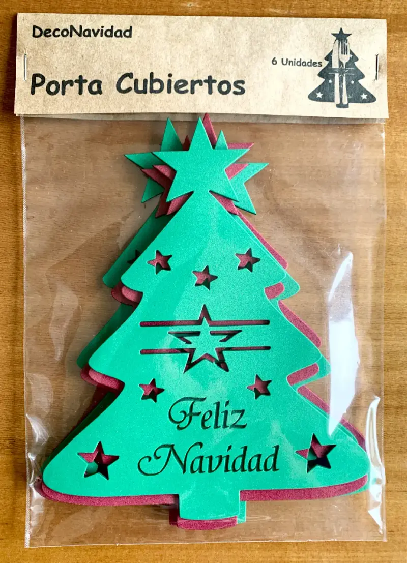 Porta cubiertos navideños en forma de árbol - 5