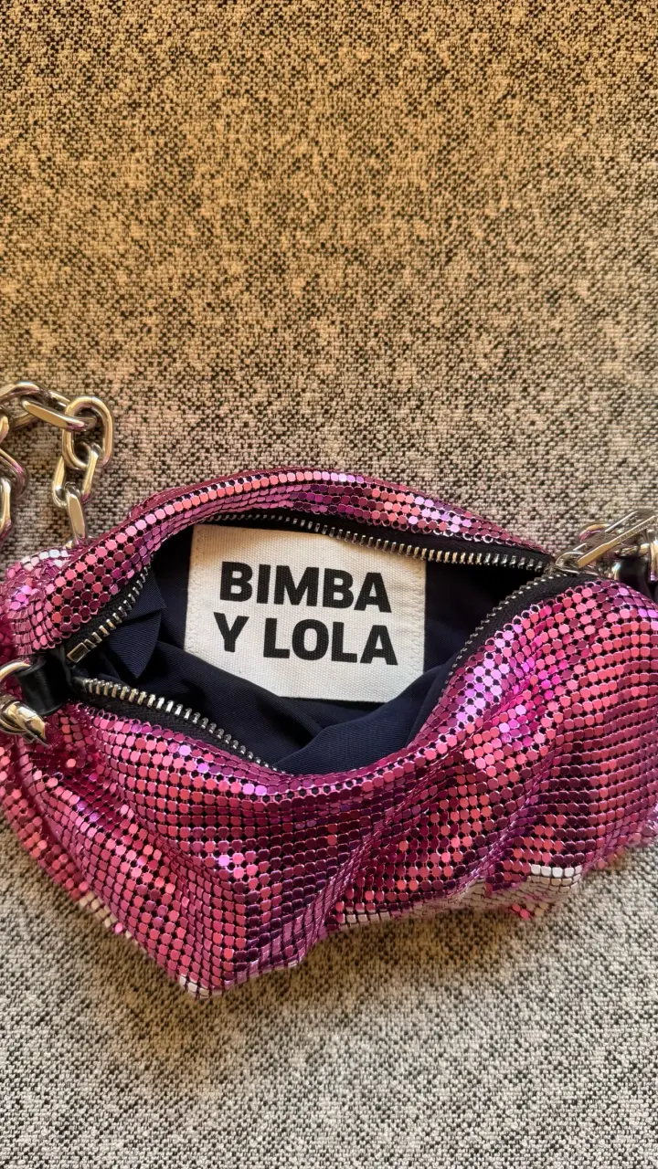 Cartera de mano Bimba y Lola rosa con lentejuelas - 3