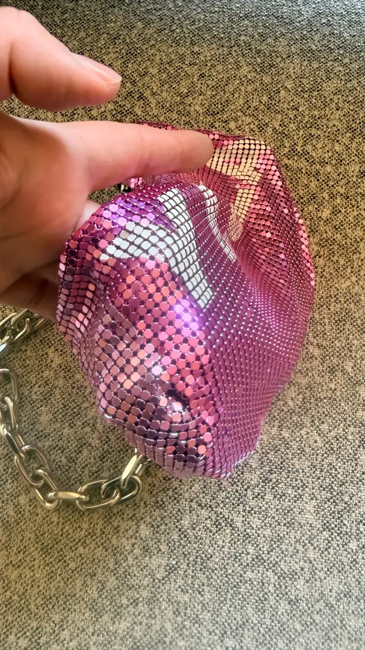 Cartera de mano Bimba y Lola rosa con lentejuelas - 4