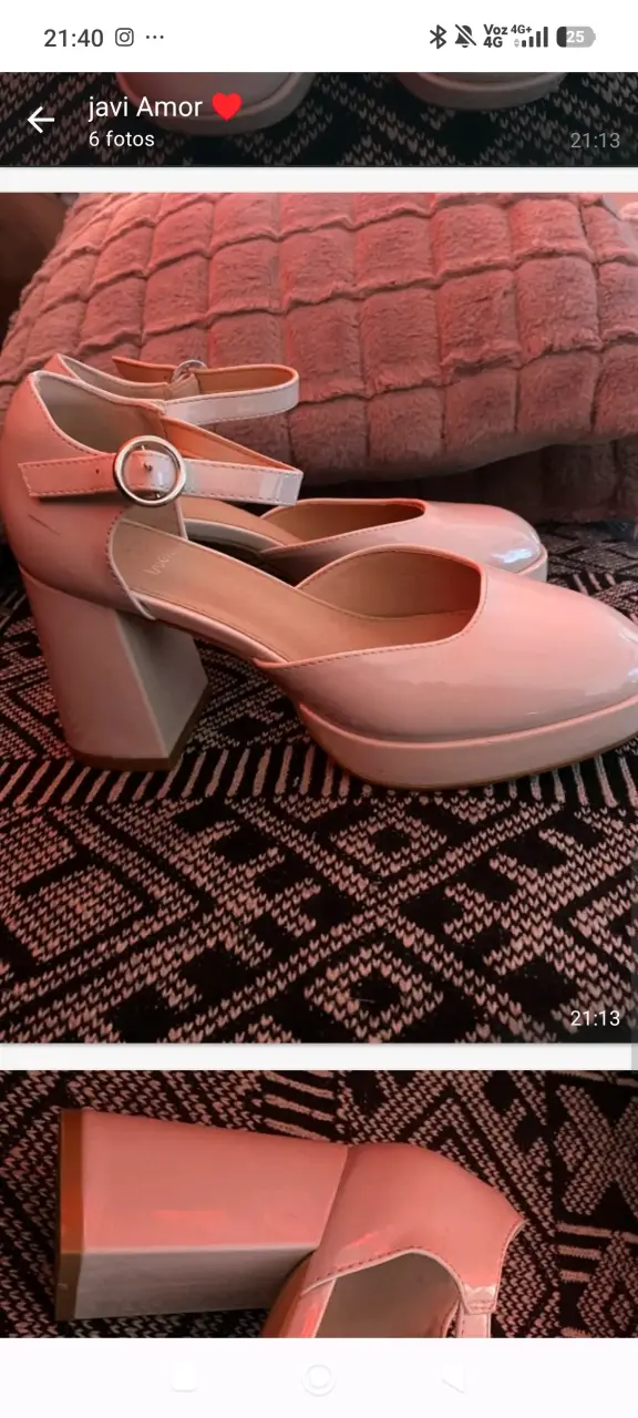 Zapatos de tacón alto color crema con correa - 3