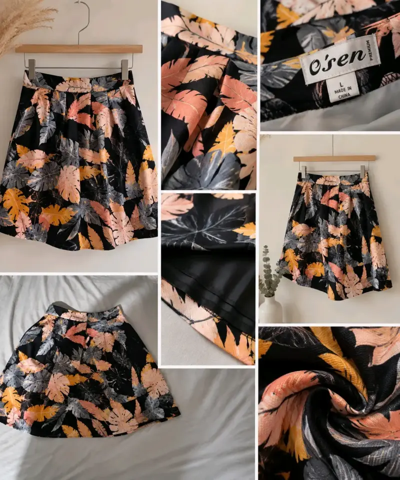 Falda estampada de hojas O'sen talla M