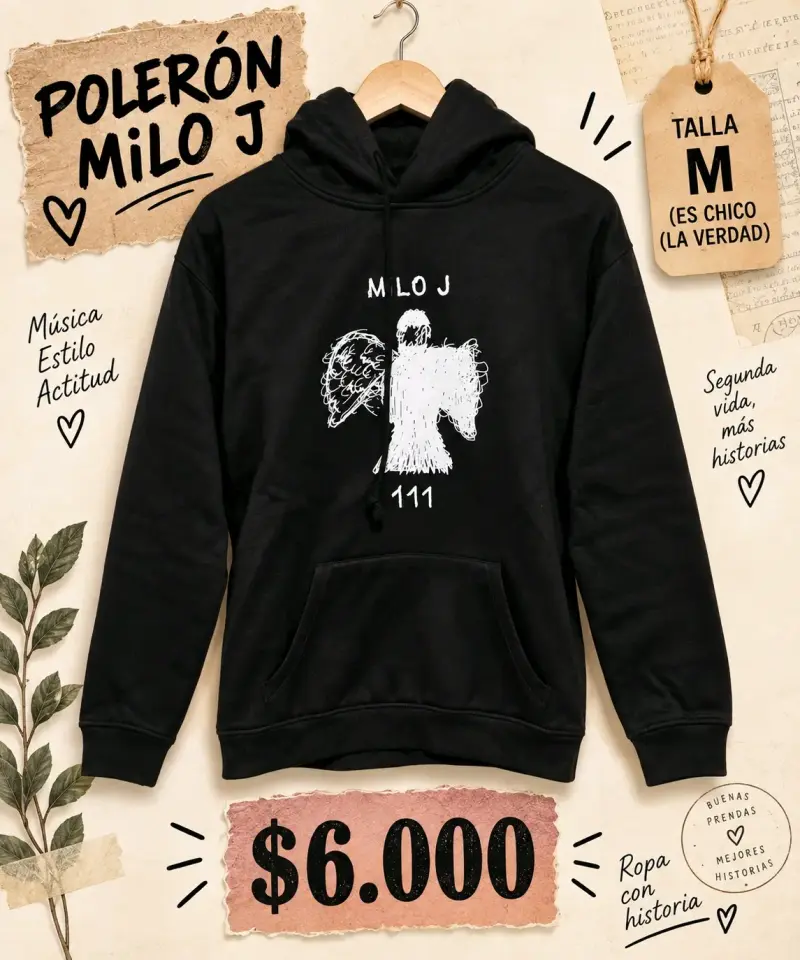Polerón Negro estampado Milo J Talla M - 1