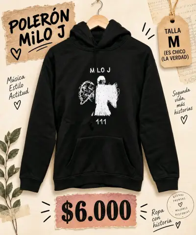 Polerón Negro estampado Milo J Talla M - miniatura 1