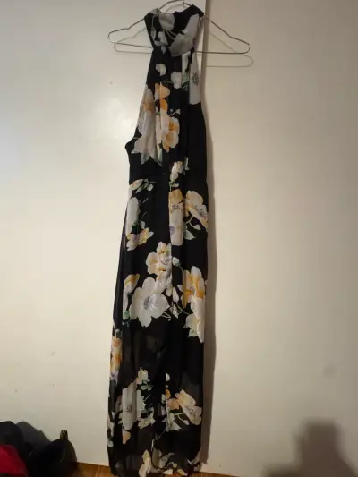 Vestido largo  negro con flores amarillas - miniatura 5