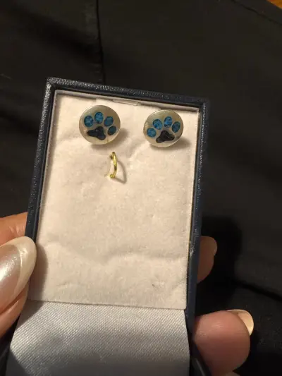 Aros de plata con diseño de patita de perro - miniatura 1