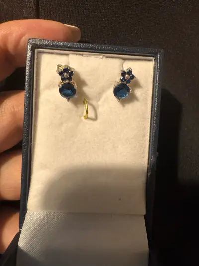 Aros de plata con piedras azules - miniatura 3