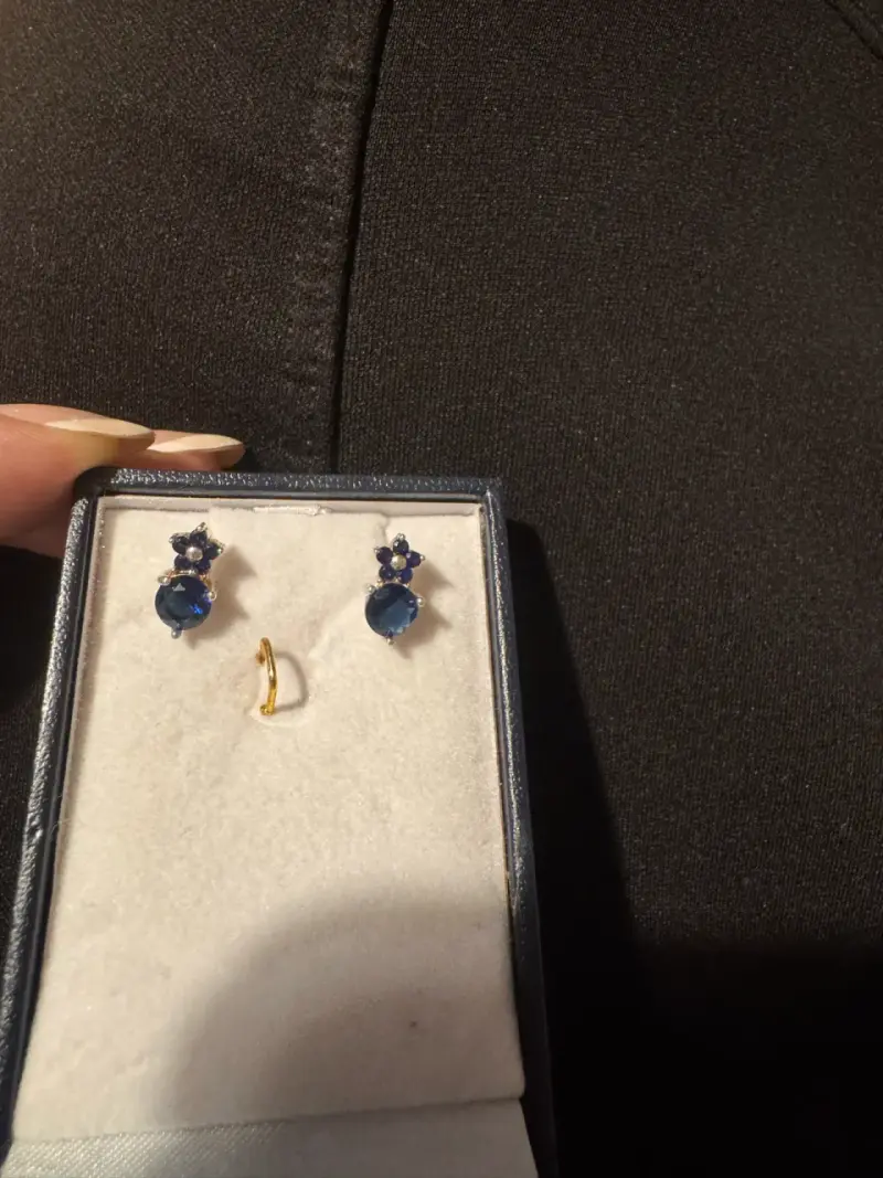 Aros de plata con piedras azules - 4