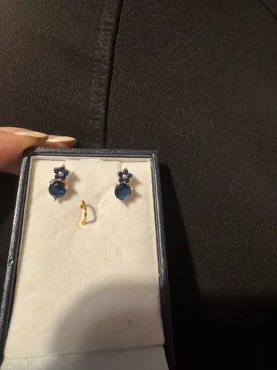 Aros de plata con piedras azules - miniatura 4