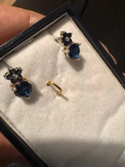 Aros de plata con piedras azules - miniatura 5