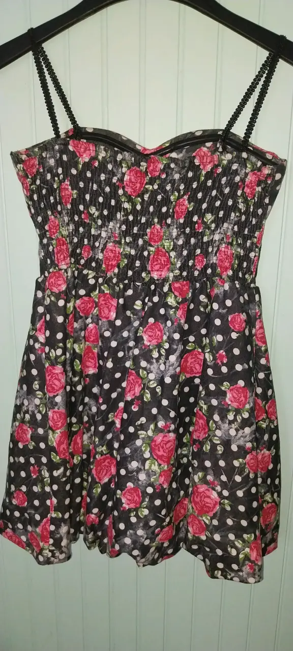 Vestido corto floral con lunares talla M - 2