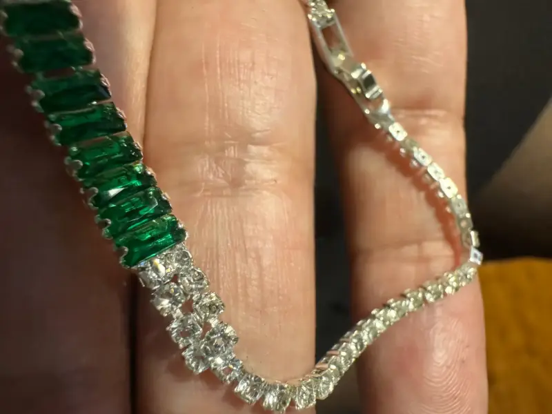Pulsera de plata con esmeraldas y brillantes - 3