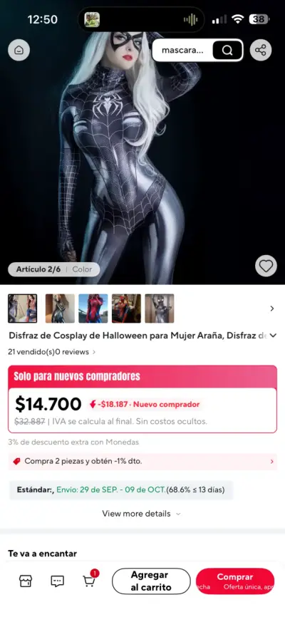 Disfraz de spider mujer - miniatura 2