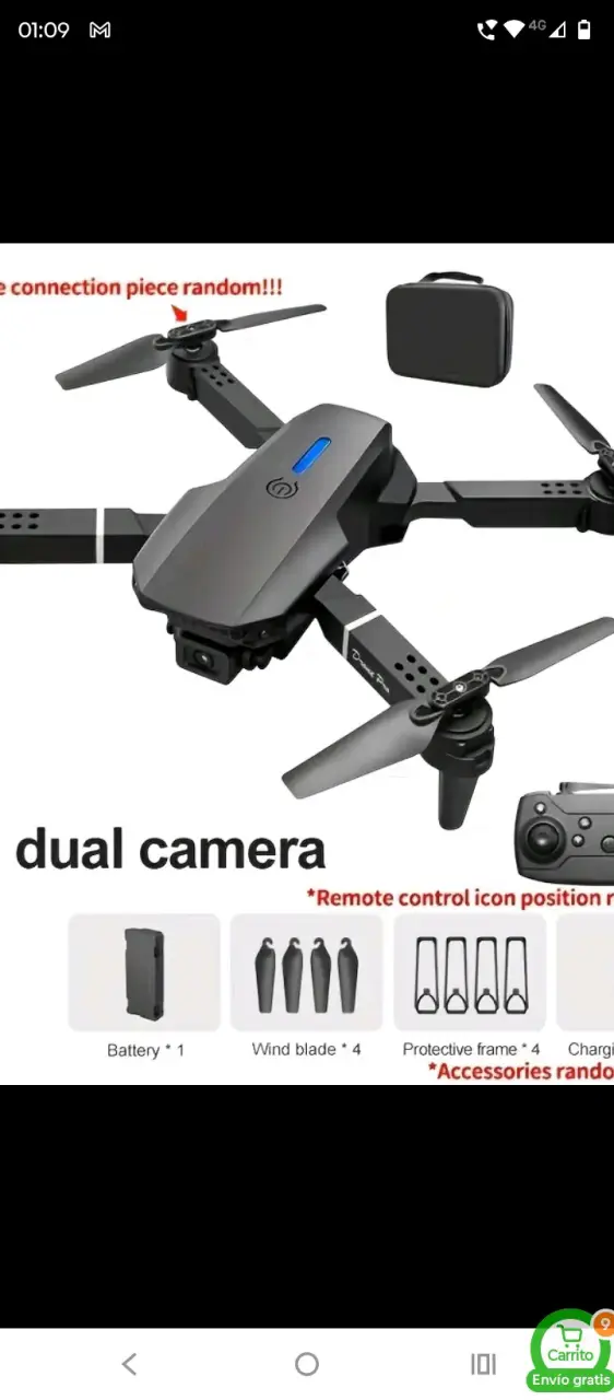 Drone plegable con cámara dual y control remoto
