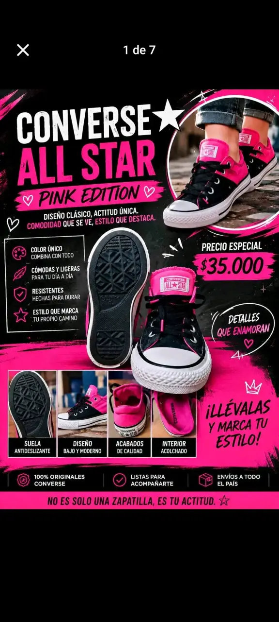 Zapatillas Converse All Star Pink Edition negras y rosadas - 1