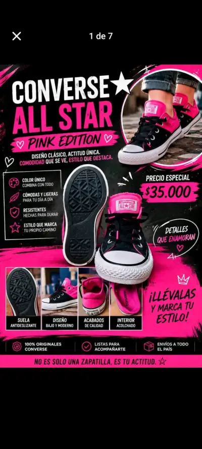 Zapatillas Converse All Star Pink Edition negras y rosadas - miniatura 1
