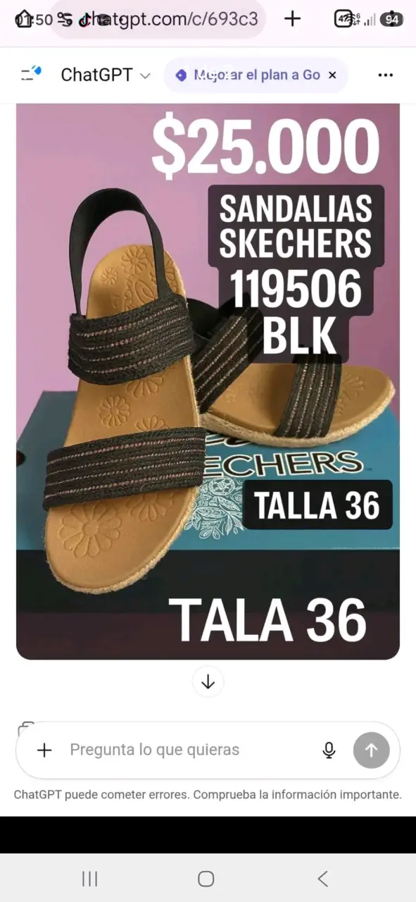 Sandalias Skechers negras talla 36