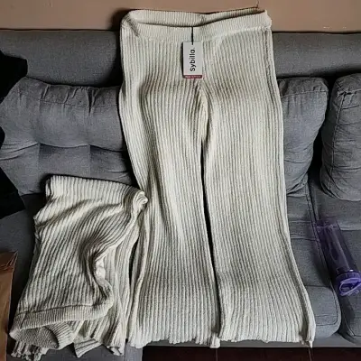 Pantalones de punto beige Sybilla - miniatura 2