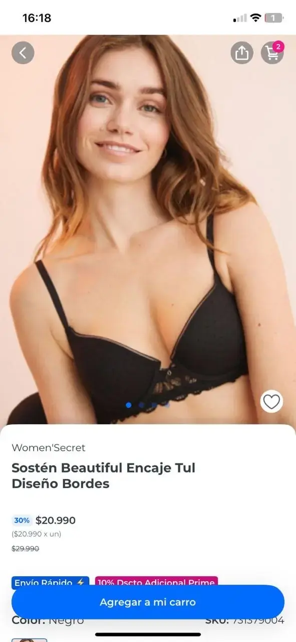 Sostén de encaje negro Women'secret - 3