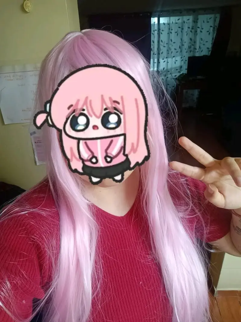 Peluca larga rosada estilo cosplay