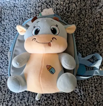 Mochila arnes infantil con peluche de vaca - miniatura 1