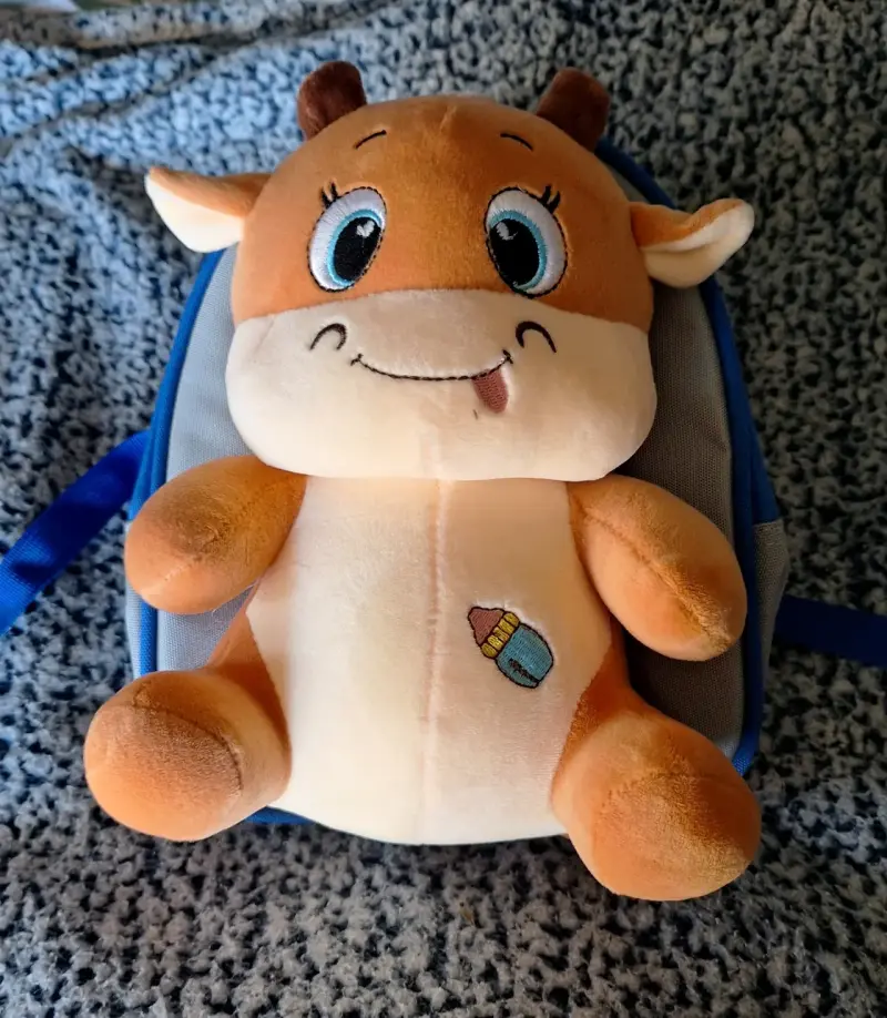 Mochila arnes infantil con peluche de vaca - 3