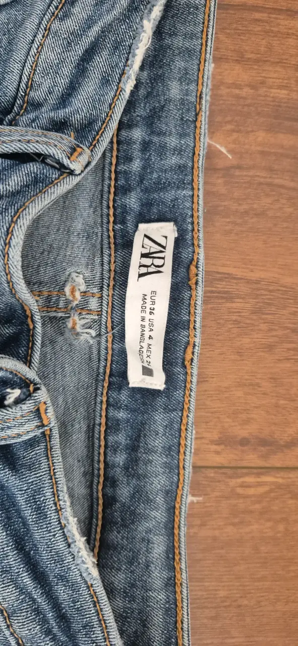 Jeans ajustados de mezclilla azul para mujer - 5