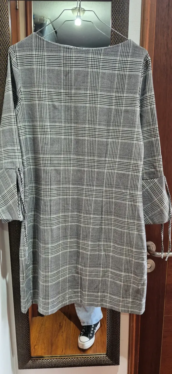 Vestido a cuadros gris H&M talla 38 - 2