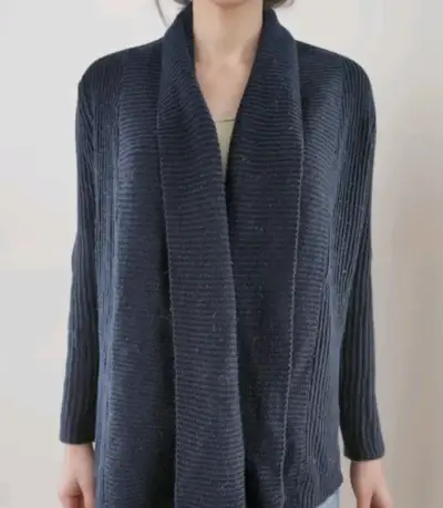 Cárdigan de punto azul oscuro para mujer - miniatura 1