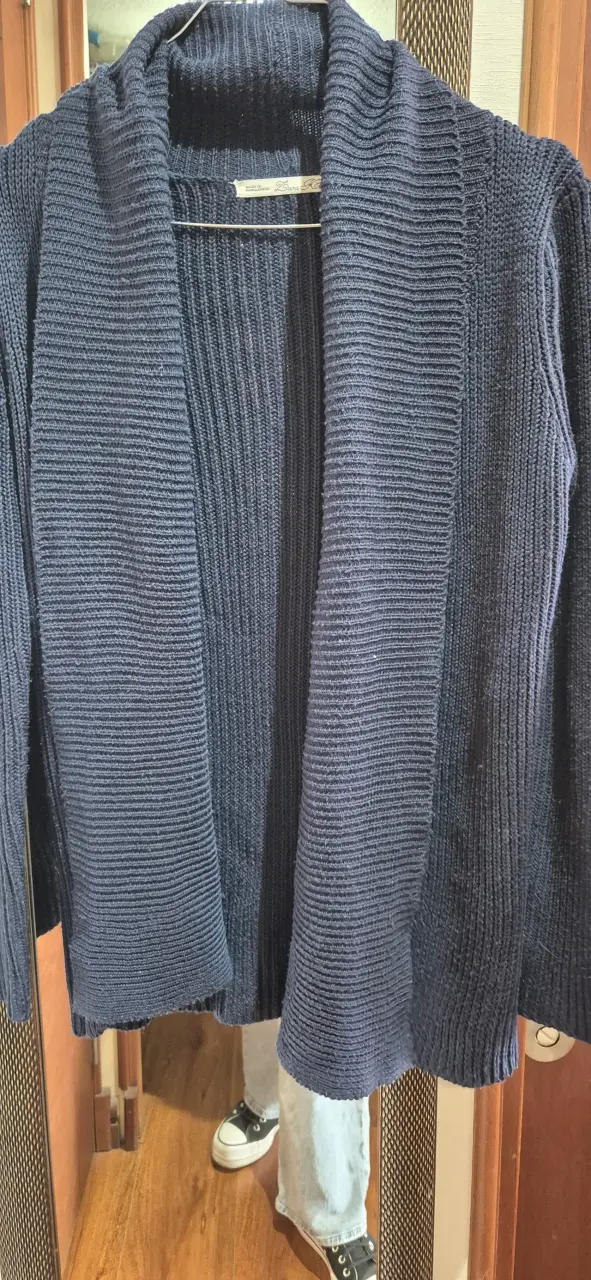Cárdigan de punto azul oscuro para mujer - 2