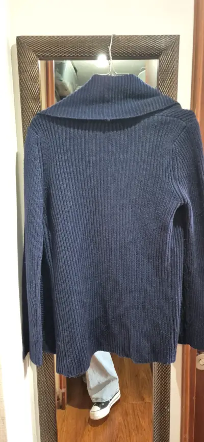 Cárdigan de punto azul oscuro para mujer - miniatura 3