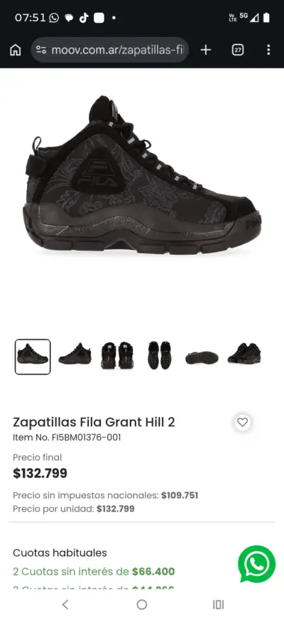 Zapatillas negras deportivas Fila para hombre - miniatura 5