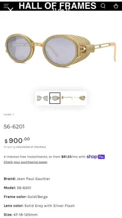 Gafas de Sol Jean Paul Gaultier Doradas - miniatura 1