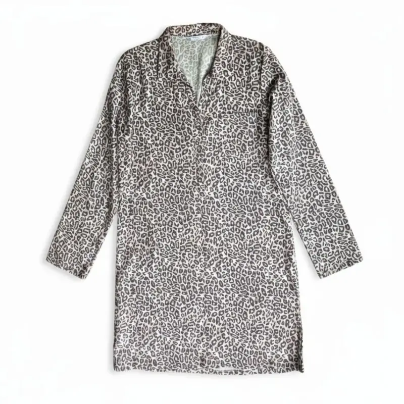 Vestido camisero animal print Urb Talla Medium - 1