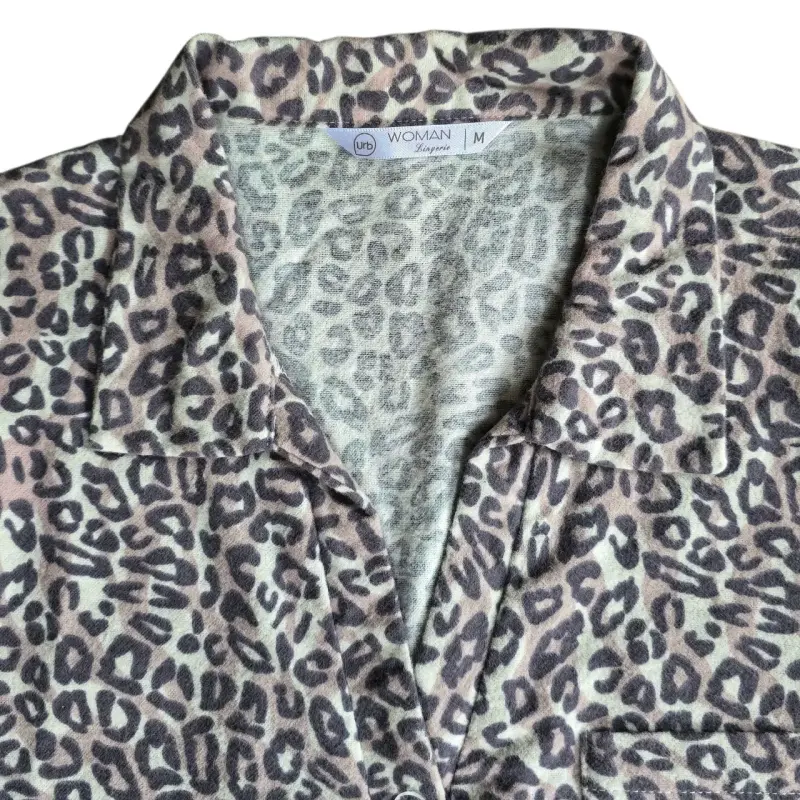 Vestido camisero animal print Urb Talla Medium - 3