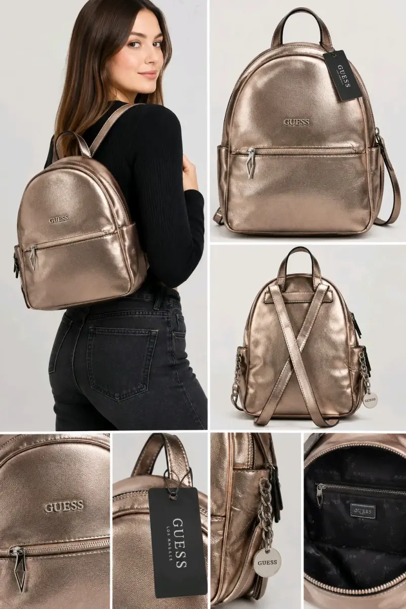Mochila Guess original rosa metálica